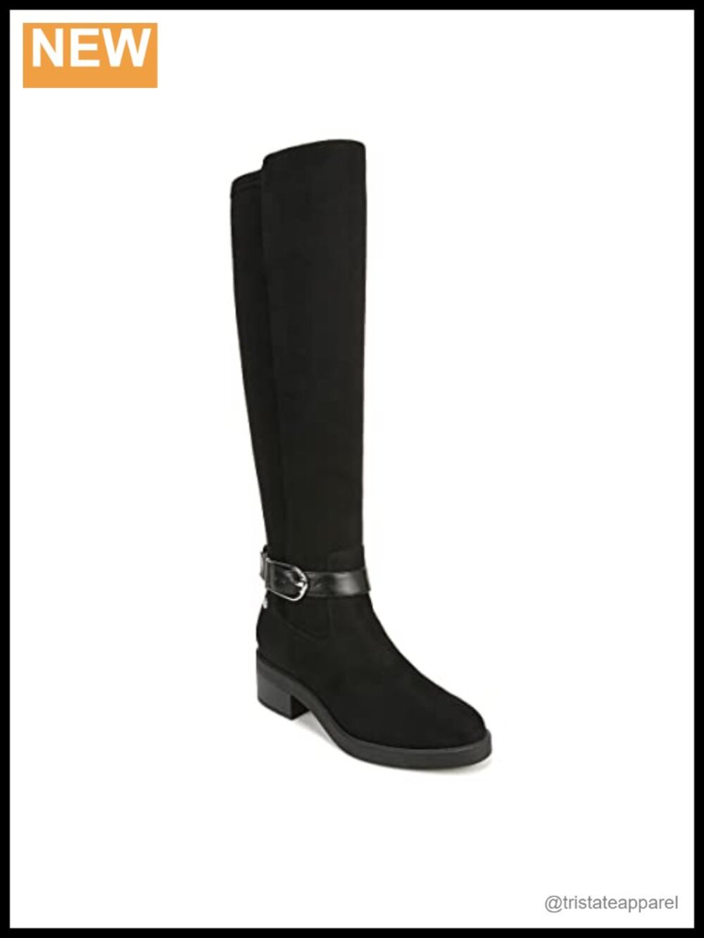 LifeStride Women's Knee-High Riding Boots Faux Leather Block Heel Zip